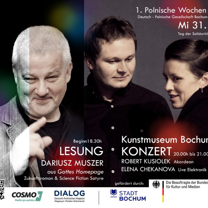Robert Kusiolek Trio mit Elena Chekanova - Anton Sjarov v.l.n.r. im Kunstmuseum Bochum bei NEW POLISHed TUNES - made by Kosmopolen am 21.10.2016